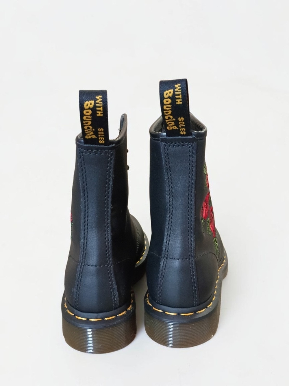 New Dr. Martens 1460 Vonda Black Leather Boots w/Rose Embroidery - Picture 7 of 11